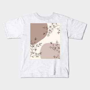 Simple Minimalist Abstract Leaves Flowers Warm Tones Pattern Kids T-Shirt